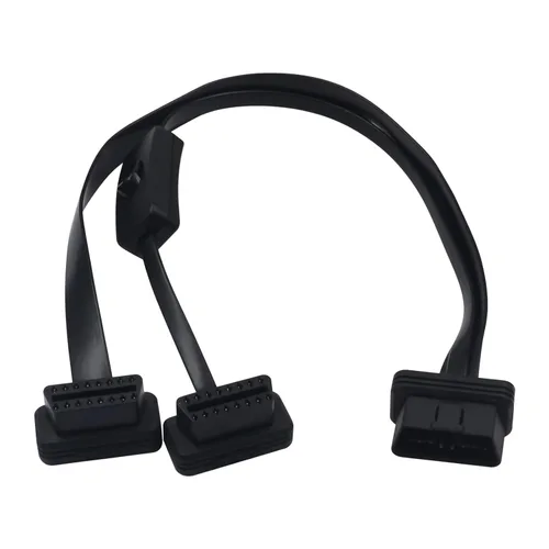 Duttek Cable divisor OBD II (con interruptor), OBD2 de 16 pines macho a hembra de extensión de diagnóstico Y cable plano para todos los equipos OBD