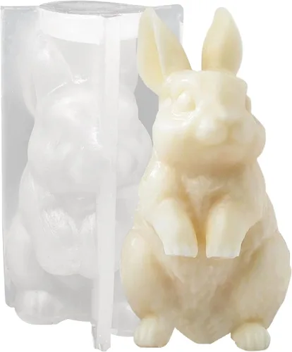 Moldes de silicona para velas de conejo 3D, molde de fundición de resina para hacer velas, arcilla polimérica, yeso para decoración del hogar