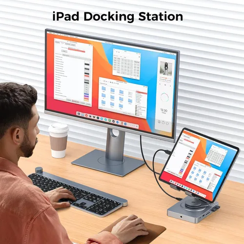 Miniatura 3 de Estación de acoplamiento USB C rotativa 360° para iPad Pro, Tablet, Samsung, Steam Deck, ROG Ally, Legion Go, Msi Claw, etc, 11 en 1 con lector SD