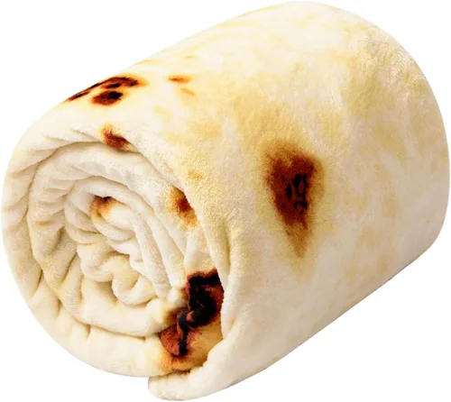 Miniatura 5 de Vessia Manta de Burritos de Tortilla, Tamaño para Arrojar (Beige, 71 pulgadas), Manta Gigante Realista y Divertida de Comida para Adultos y Niños