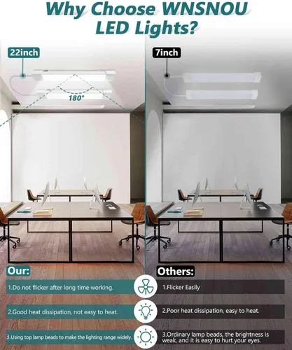 Miniatura 5 de WNSNOU Lámpara de Tubo LED con Enchufe, Luz Utilitaria de Tienda de 1.4 pies, 1800 LM, 5000 K, Luz de Gabinete Enlazable para Garaje, Cocina, Baño