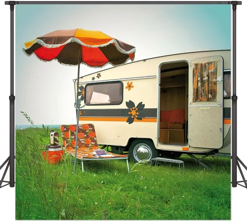 Miniatura 9 de Fondo de fiesta de camping para decoración de pared, campo de campo, sol, ocio, fiesta, fotografía, fondo, 5 x 5 pies, retrato de fotografía