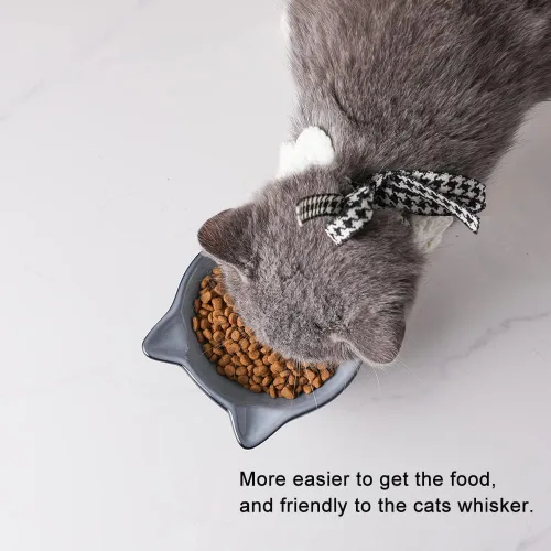 Miniatura 5 de Nihow Cuencos Elevados para Gatos/Perros: Juego de Cuencos Elevados de Cerámica de 5 Pulgadas para Comida y Agua de Gatos para Proteger la Columna