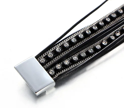 Miniatura 6 de Fesciory - Pulseras de cuero para mujer, cuentas de cristal, diseño de leopardo, estilo bohemio, múltiples niveles