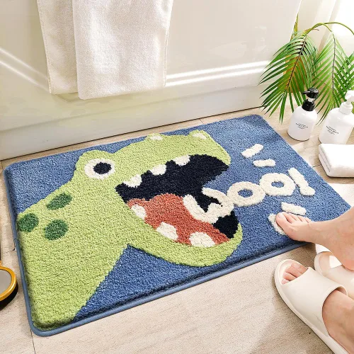 Miniatura 9 de Molesun Alfombra de baño bonita, alfombra de ducha de microfibra de felpa antideslizante, absorbente de agua, divertidos tapetes de animales