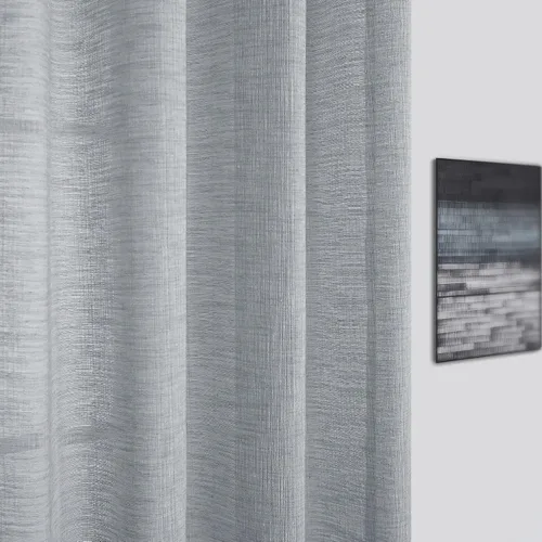 Miniatura 5 de Cortinas blancas y grises de 84 pulgadas de largo para sala de estar, 2 paneles con ojales, cortinas semitransparentes de arpillera de lino