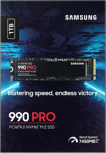 Miniatura 7 de Samsung 990 Pro 1TB Gen4 NVMe SSD 7450MB/s 6900MB/s R/W 1550K/1200K IOPS 600TBW 1.5M Hrs MTBF para PS5 5 años