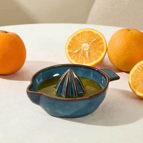 Miniatura 3 de Exprimidor de limón de cerámica, exprimidor manual de cítricos y lima con mango y boquilla de vertido, de mano, fácil de usar y limpiar