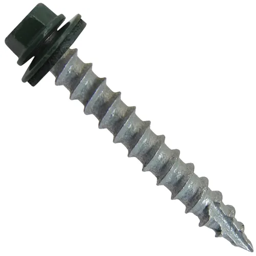 Miniatura 41 de Tornillos de metal para techos n.º 14 x 1-1/2 pulgadas, cabeza hexagonal de arandela de piel de buque Tornillo de techo de chapa metálica. Buckskin