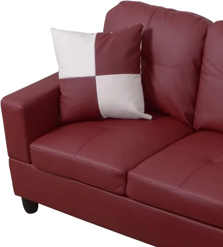 Miniatura 6 de Moderno sofá seccional de cuero en forma de L (rojo, orientado a la derecha)