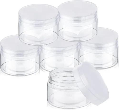 Miniatura 10 de SATINIOR - Paquete de 6 recipientes de plástico redondos transparentes a prueba de fugas, con tapa para almacenamiento en viajes, sombra de ojos