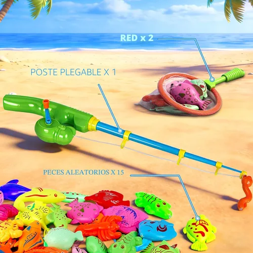Miniatura 2 de CozyBomB™ Juego de juguetes de pesca magnéticos para niños, mesa de agua, bañera para niños, piscina, fiesta, caña de caña, pesca flotante