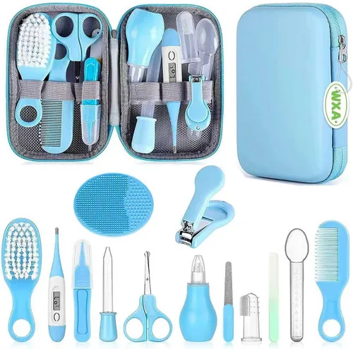 Miniatura 10 de Kit de aseo para bebé, juego de cuidado de seguridad para bebés con cepillo de pelo, peine, cortaúñas, aspirador nasal, kit de artículos esenciales