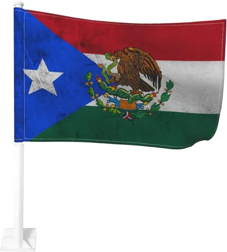 Miniatura 8 de Bandera de México con clip para ventana, 12 x 18 pulgadas, pancarta de decoración de automóvil de doble cara, protección UV de poliéster Bandera