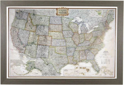 Miniatura 11 de Push Pin Travel Maps - Executive US - Mapa de pines enmarcado con marco negro para rastrear tus viajes - 27.5 x 39.5 pulgadas - 8 opciones de marco