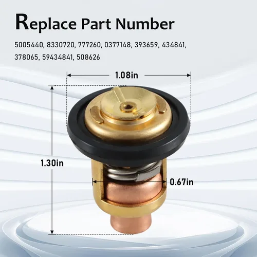 Miniatura 3 de Termostato con junta compatible con motores fueraborda Johnson Evinrude de 5-235 HP Reemplazo#: 5005440 8330720 777260