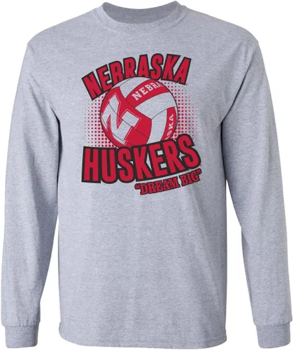 Miniatura 27 de CornBorn Elige tu diseño - Camisetas de manga larga de voleibol de Nebraska Voleibol Script Huskers - Blanco