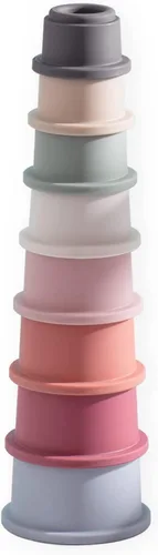 ZYFLSQ Vasos apilables para bebé, tazas de anidación, 8 piezas con patrón para niños y bebés de 6 meses en adelante, juguetes de baño Montessori