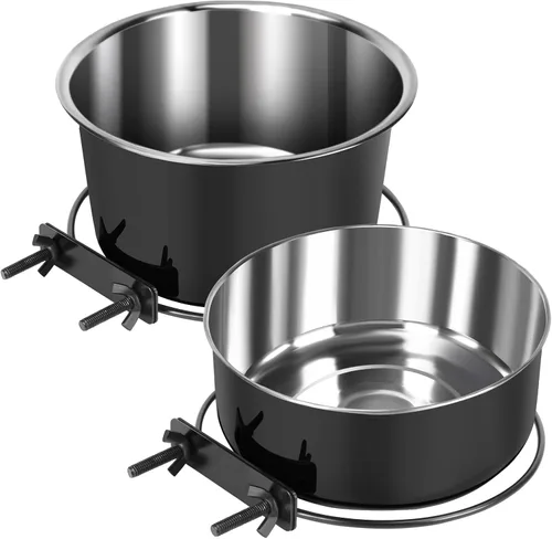 Miniatura 14 de 2 Piezas Cuencos Pequeños de Comida y Agua para Perros y Mascotas para Jaula de Acero Inoxidable Antiderrames, Cuencos Colgantes para Gatos
