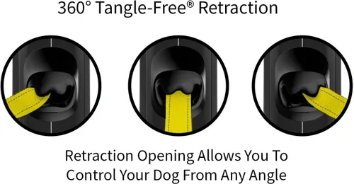 Miniatura 2 de TUG Correa retráctil reflectante de 360° sin enredos para perro, cinta de nailon fuerte de 16 pies (pequeña)