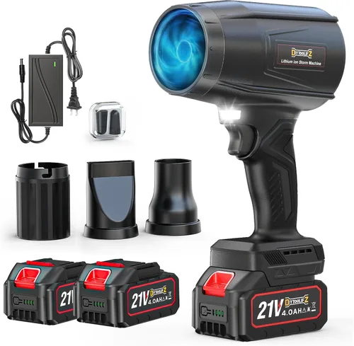 Miniatura 13 de DIYtoolifz Soplador de hojas inalámbrico compatible con Dewalt 20V, rotación de 180°, soplador de hojas de mano de 600 CFM, motor sin escobillas