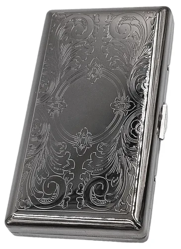 Miniatura 7 de Estuche para cigarrillos estilo victoriano, soporte metálico para bolsillo de tamaño regular, king y 100's, cartera de seguridad (PLN-S100, plateado)