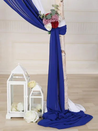 Miniatura 4 de 2 paneles de gasa cortinas de tela para bodas, paneles de cortina de telón de fondo, decoración de ceremonia de recepción