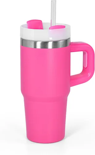 Miniatura 9 de Vaso de 14 onzas con asa de acero inoxidable de doble capa aislante, botella de agua de acero inoxidable reutilizable para niños, regalos para niños