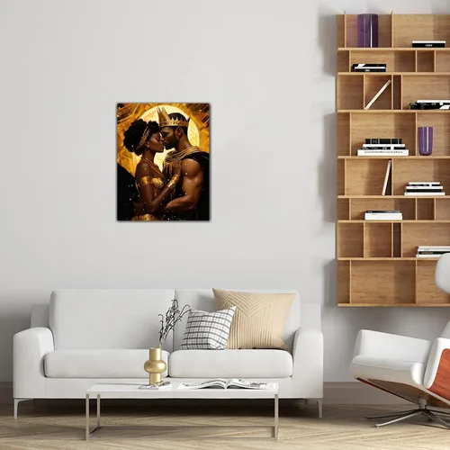 Miniatura 85 de Arte de pared afroamericano, decoración de rey y reina bailarín negro para sala de estar, arte de pareja de amor negro para dormitorio, lienzo