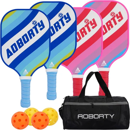 Miniatura 12 de AOBORTY USAPA - Paquete de 4 palas de pickleball – Juego de 4 raquetas de grafito claro de primera calidad con cara de fibra y polímero con núcleo