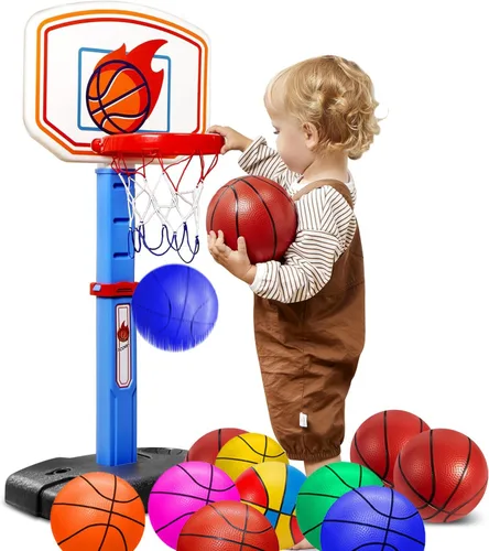 Miniatura 6 de ABAJI Mini pelotas de baloncesto azules, paquete de 2, juego de 12.7 cm con bomba y aguja, material duradero para mini aro, para niños de 3 años