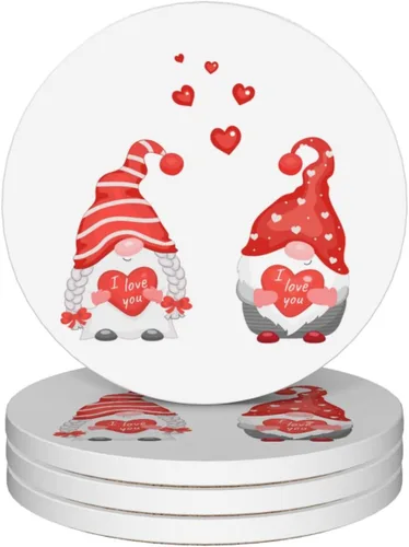 Miniatura 32 de Juego de 4 posavasos de invierno de Navidad para bebidas, camión rojo, árbol de Navidad, posavasos de cerámica absorbentes para mesa de café, bar