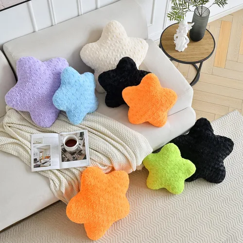 Miniatura 2 de Almohada de estrellas, almohada de felpa en forma de estrella de 14.9 pulgadas para sofá y cama, bonitas almohadas decorativas con piel sintética