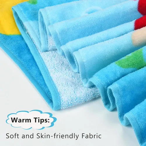 Miniatura 6 de Tirrinia Toalla de poncho de sirena para niños, toallas con capucha para niñas de 2 a 7 años, regalo de 24 x 52 pulgadas, 100% algodón