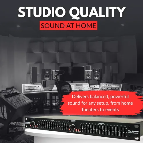 Miniatura 7 de MUSYSIC Ecualizador gráfico para audio doméstico Ecualizador estéreo de 15 bandas Montaje en rack EQ Ecualizador digital para el hogar, analizador