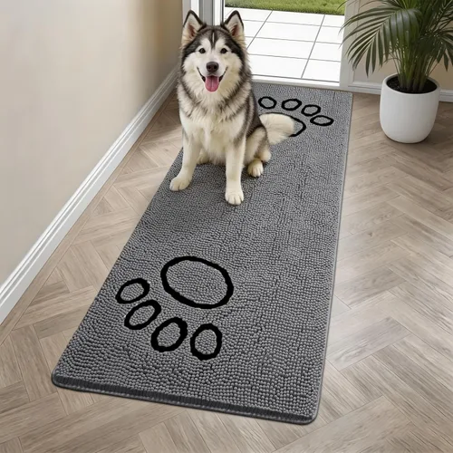 Miniatura 26 de Bcoimo Tapete súper absorbente para puerta de perro, 30 x 20 pulgadas, tapete antideslizante para patas fangosas, alfombras para mascotas para patas