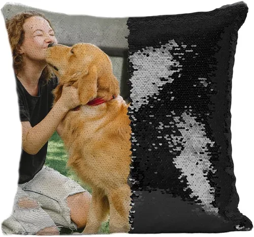 Fundas de almohada personalizadas con lentejuelas y fotos, funda de sirena personalizada con tu foto, cojín decorativo reversible mágico para