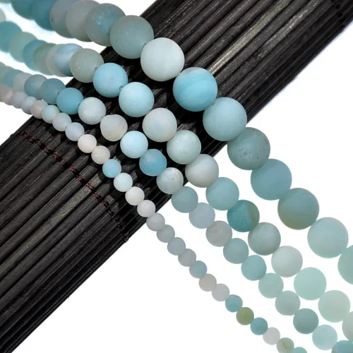 AD Beads Hermosas cuentas sueltas redondas de piedras preciosas mate naturales de 0.157-0.472 in (0.315 in, 33 amazonita mate)