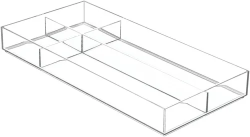 Miniatura 8 de mDesign Bandeja organizadora de cajones de almacenamiento divididos de plástico apilable para oficina, para armario, escritorio, estante u