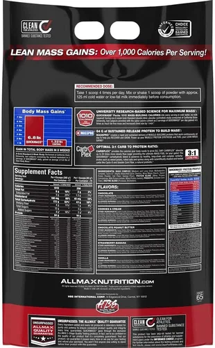 Miniatura 2 de ALLMAX QUICKMASS, Chocolate - 10 lb - Catalizador de ganancia de masa rápida - Hasta 2.26 oz de proteína por porción - Relación de carbohidratos a