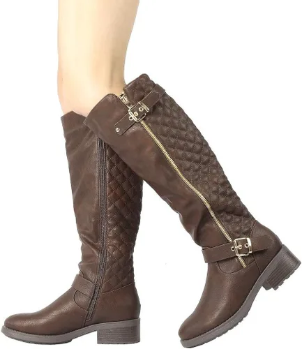 Miniatura 8 de DREAM PAIRS - Botas de montar de invierno para mujer cómodas hasta la rodilla y de pantorrilla ancha