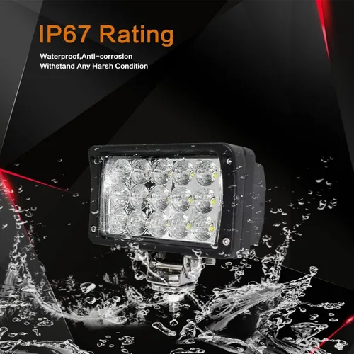 Miniatura 6 de Paquete de 4 luces LED de trabajo de 6.3 pulgadas, rectangular, 12/24 voltios CC 45 W, 4500 lm, barra de luz LED brillante de 6500 K, resistente al