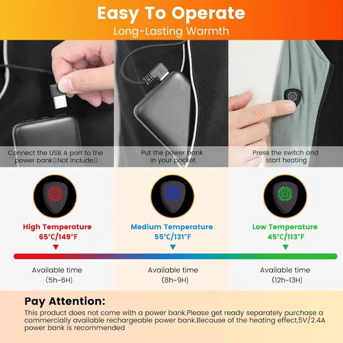 Miniatura 2 de ISOPHO Heated Vest for Men and Women, USB Charging Vest Heating for 8 Hours, Electric Heated Jacket