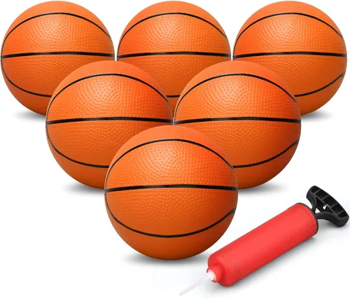Miniatura 7 de Dilabnba Juego de Mini Baloncesto de 6 Pulgadas para Niños (Desinflado/Bomba Incluida) Mini Aro de Baloncesto para Puerta para Niños, Adolescentes