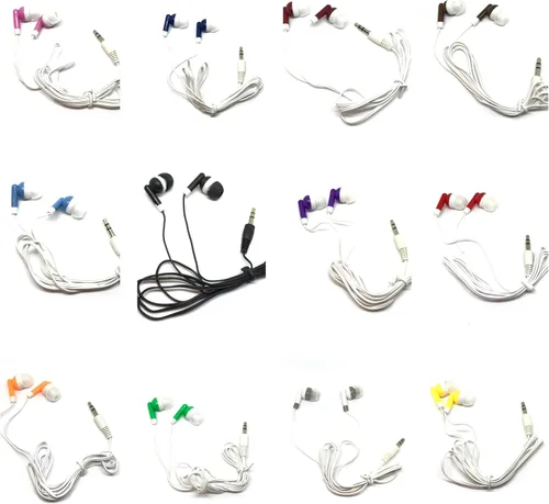 TFD Supplies Paquete de 100 auriculares a granel al por mayor para iPhone, Android, reproductor de MP3 - colores mezclados