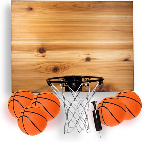 Miniatura 9 de Elite - Juego de mini aro y pelota de baloncesto, montaje en pared, tablero de cedro fabricado en los Estados Unidos. Incluye aro de 9 pulgadas