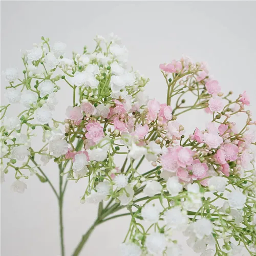 Miniatura 3 de vctops 3 piezas de flores artificiales de aliento de bebé, ramos de flores falsas de gypsophila al tacto real para arreglos de boda, decoración