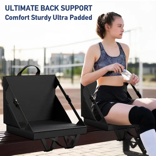 Miniatura 4 de Asientos de estadio con respaldo - Silla plegable de gradas para playa y campamento - Cojines portátiles de gradas para adultos y niños - Banco