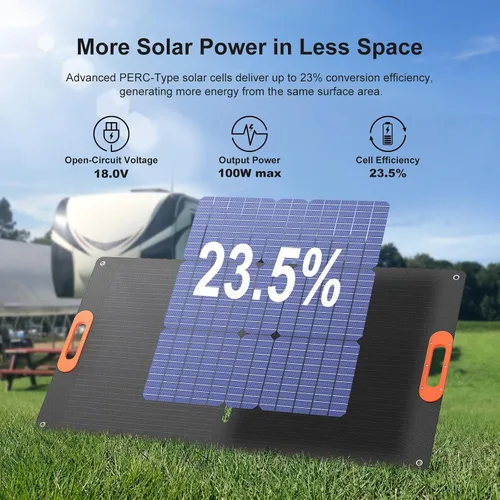 Miniatura 4 de Solarapex Panel solar portátil de 100 W, IP67 impermeable ETFE laminación de una pieza, cargador plegable de 23.5% de eficiencia, salida