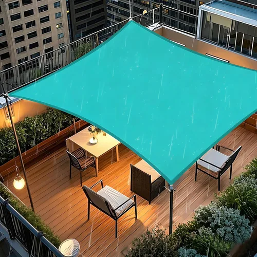 Artpuch Toldo impermeable, 08 x 10 pies, color turquesa, rectangular, resistente a los rayos UV, tela de sombra con bordes curvos para patio al aire